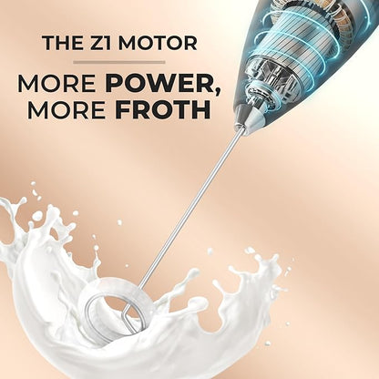 Zulay Kitchen Powerful Milk Frother Wand - Ultra Fast Handheld Drink Mixer - Electric Whisk Foam Maker for Coffee, Lattes, Cappuccino, Matcha & Creamer