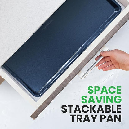 NutriChef Extra Large Nonstick Cookie Sheet Baking Pan, XL Size 22 Inch x 16 Inch, Premium Carbon Steel Oven Baking Sheet for Cookies, Jelly Rolls, & Pastries - Blue Diamond, NCLG1BD