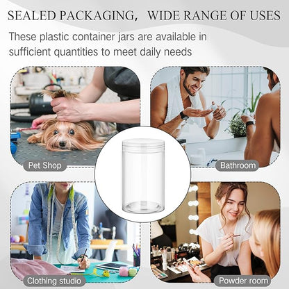 Patelai 4 Pieces Round Wide-mouth Leak Proof Plastic Container Jars with Lids for Travel Storage Makeup Beauty Products Face Creams Oils Salves Ointments DIY Making(12 Ounce,Clear)