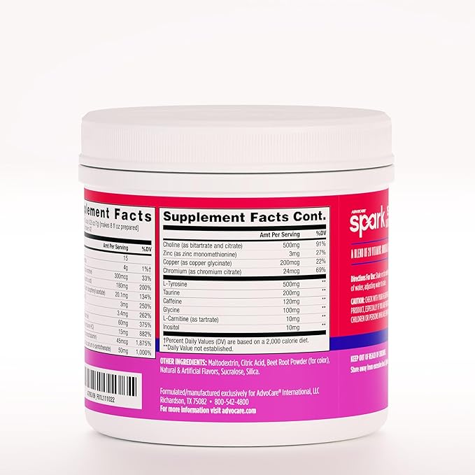 AdvoCare Spark - Energy Drink Mix - Vitamin & Amino Acid Supplement - Supports Energy & Focus - Portable Immune Support - Sugar-Free - Fruit Punch, (10.5 oz)