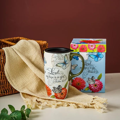 Topadorn 17 OZ. Ceramic Coffee Mug Travel Cup with Handle Sealed Lid and Color Box