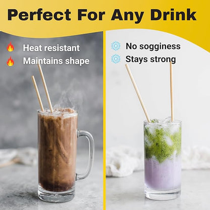HAY! Stir, Natural coffee stir sticks, fully compostable made from wheat stems, our stir sticks are ideal for hot and cold beverages, 7.75'' pack of 500.