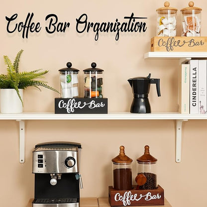 Yangbaga Glass Sugar Coffee Canister for Ground Coffee,2×55OZ Coffee Containers with Handle Shelf Coffee Bar Station Accessories Organizer Decor,Food Storage Jars with Iron Coffee Scoop for Kitchen