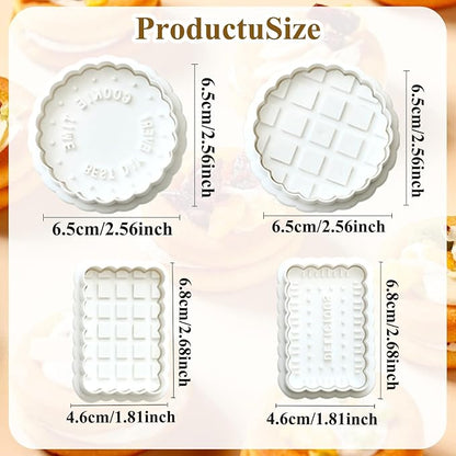 4 Pcs Cookie Press Mold, Waffle Cookie Stamp Mold, With Cute Cat Paw Shaped Plunger Stamp, Easy to Use, for Treats DIY Baking, Cake, Pastry