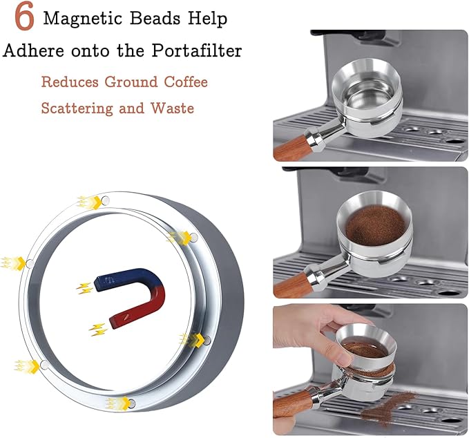 58mm Espresso Tamper Set - Spring-loaded Coffee Tamper, Adjustable Depth Espresso Distributor Leveler, Magnetic Dosing Funnel Aluminum Metal, Reusable Puck Screen, Fit for 58mm Portafilters