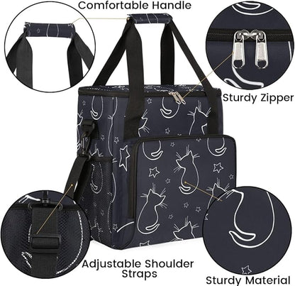 cat animal cartoon Coffee Maker Carring Bag Travel Carrying Storage Tote Bag Compatible with Keurig K-Mini or K-Mini Plus Portable Single Serve Coffee Brewer Case with Pockets for K-cup Pods
