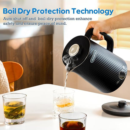 1.7L(57oz) Large Electric Kettle Temperature Control, 7+Cups Electric Tea Kettle for Coffee&Tea, 2 quarts Big Hot Water Kettle Electric with,1200W,Keep Warm-Black