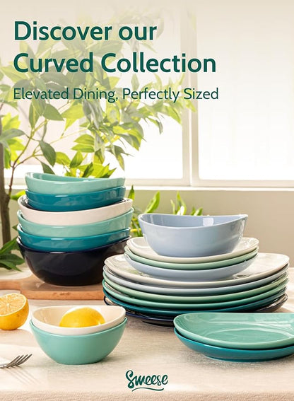 Sweese Porcelain Dinner Plates - 11 Inch Dinner Plates Set of 6 - Dishwasher, Microwave, Oven Safe - Azure Dreamscape Color