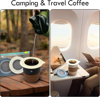 Portable Pour Over Coffee Dripper Reusable Coffee Filter Pour Over Coffee Maker for Camping Coffee, Travel Coffee Maker (50, blue)