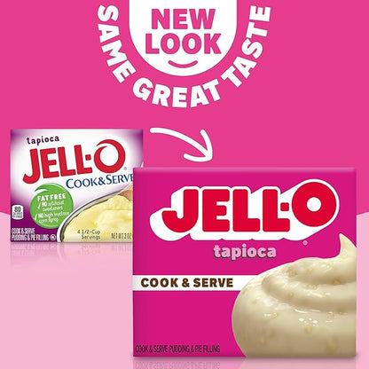 Jell-O Cook & Serve Tapioca Fat Free Pudding & Pie Filling Mix (24 ct Pack, 3 oz Boxes)