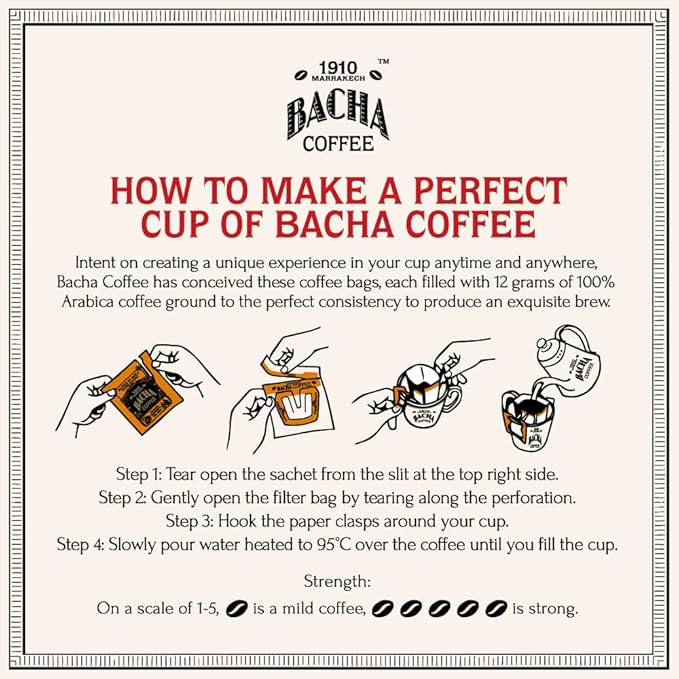 Bacha Coffee | Magic Istanbul Fi Flavoured, 100% Arabica Specialty Coffee, 12 Coffee Drip Bags, Gift Box