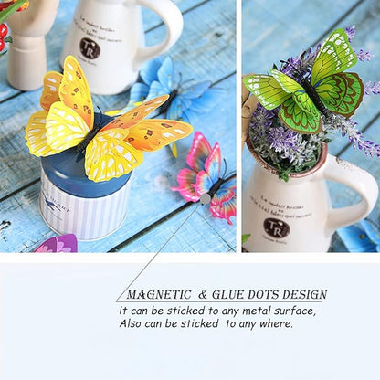 Butterfly Wall Decor 24/48 PCS, 3D Butterflies Stickers for Party Decorations with Magnets(Colorful, 48)