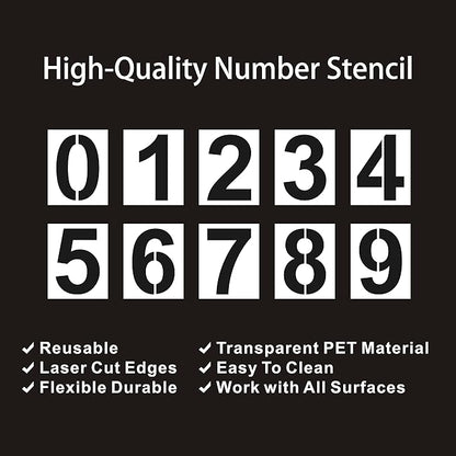 2 Inch Plastic Number Stencils - Reusable Digital Templates for Cake, Address, Painting