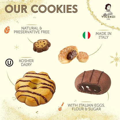 Matilde Vicenzi Roma Cookie Gift Tin - Italian Pastries & Cookies in Individually Wrapped Trays - Gourmet Gifts For Thanksgiving, Holidays, Corporate - Assorted Cookies in Italian Design Tin 32.5oz (920g)