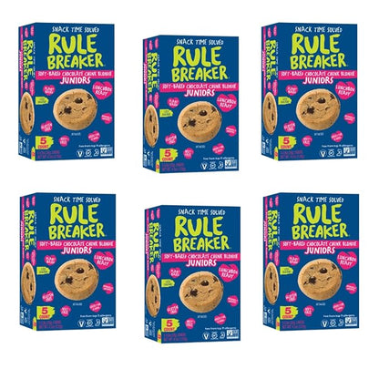 Rule Breaker Vegan & Gluten Free Cookies | Chocolate Chip Junior | Gluten-Free, Nut-Free, Top 11 Allergen-Free, Plant-Based | 6 5-count Boxes of Individually Wrapped (Pack of 6)