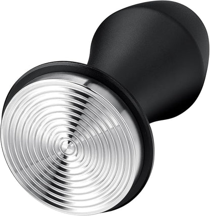 Normcore 51mm Espresso Coffee Tamper with Ripple Base - Spring Loaded Tamper - 15lb / 25lb / 30lbs Replacement Springs - Anodized Aluminum Handle and Stand