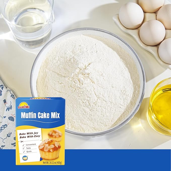 SUKIMI Soft and Fluffy Muffin Mix 400g, Dairy-free Muffin and Cupcake Mix, Low Carb and Low Sugar, Easy Baking Mix for Quick Breakfast and Party Treats