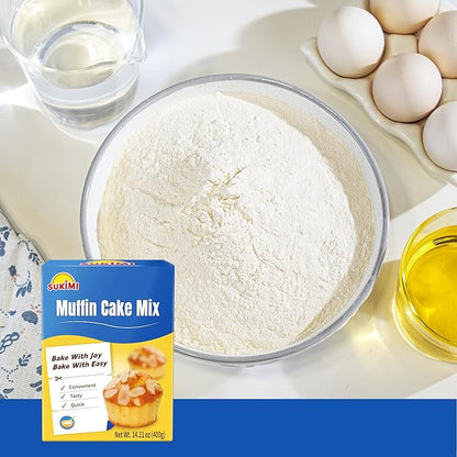 SUKIMI Soft and Fluffy Muffin Mix 400g, Dairy-free Muffin and Cupcake Mix, Low Carb and Low Sugar, Easy Baking Mix for Quick Breakfast and Party Treats