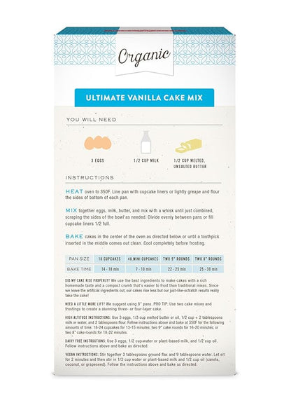 Miss Jones Baking Organic Yellow Cake and Cupcake Mix, Non-GMO, Vegan-Friendly, Moist and Fluffy: Vanilla (Pack of 1)