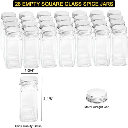 SpaceAid Spice Rack Organizer with 36 Spice Jars, 386 Spice Labels, Chalk Marker and Funnel Set for Cabinet, Countertop, Pantry, Cupboard or Door & Wall Mount - 36 Jars, 17.2" W × 10.8" H, Black