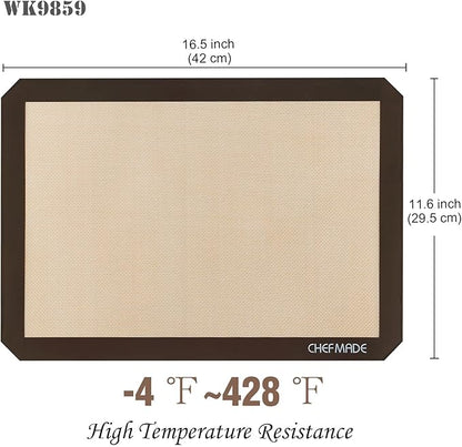 CHEFMADE 17-Inch Silicone Baking Mat with Measurements, Non-stick Heat Resistant Rolling Dough Mat, for Pastry,Pizza, Fondant and Pie Crust Making 11.7" x 16.7" (Brown)