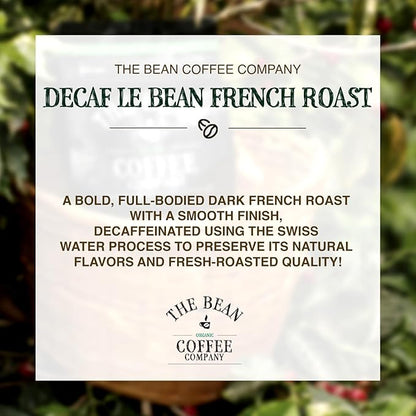 The Bean Organic Coffee Company Water Processed DECAF Le Bean, Dark French Roast, Ground Coffee, 5-Pound Bag, Café Molido Tostado Orgánico descafeinado