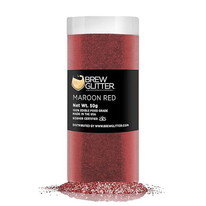 Maroon Red BREW GLITTER Edible Glitter For Drinks, Cocktails, Beer, Garnish Glitter & Beverages | KOSHER & HALAL Certified | 100% Edible & Food Grade | Vegan, Gluten, Nut Free (50g, Maroon Red)