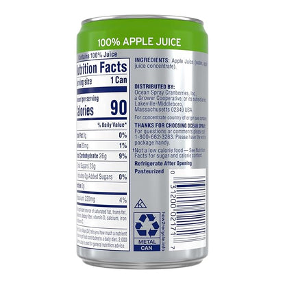 Ocean Spray 100% Apple Juice, 7.2 oz Cans (Pack of 24)