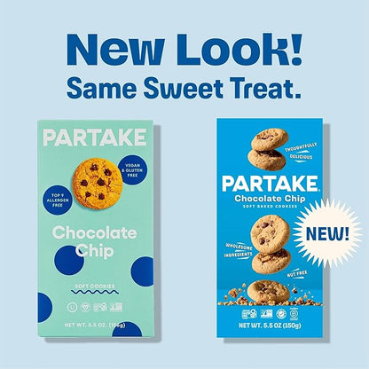 Gluten Free Partake Soft Baked Cookies Variety Pack (Chocolate Chip, Snickerdoodle, Lemon) - Vegan - Free From the Top 9 Allergens Including Dairy, Wheat, Soy, Eggs, & Peanuts - Non GMO - Safe School & Office Snack (3 Pack, 5.5oz Boxes)