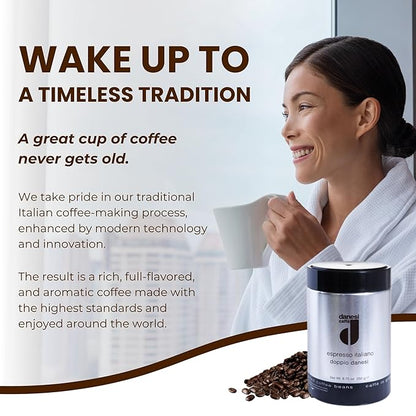 Danesi Caffe Italian Whole Coffee Beans - Espresso Coffee Beans and Medium Roast Whole Bean - Perfect for Espresso Machines, French Press, and Home Brewing - Doppio (8.75 lb) (Pack of 2)