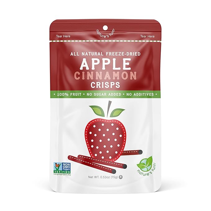 Nature’s Turn Freeze-Dried Apple Cinnamon Crisps – Healthy, Gluten-Free, Crispy & Delicious, Plant-Based Snack, Ideal for Cereal, Smoothies, School Lunches, & On-the-Go, Bags of 6 (0.53 oz Each)