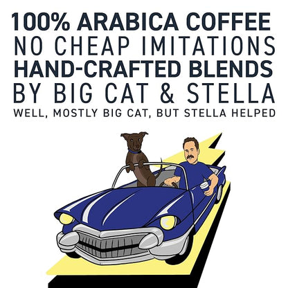 Stella Blue Ground Coffee, Electric Avenue Blend, Dark Roast, Toffee, Dark Chocolate & Subtle Smokiness Notes, 100% Arabica, Ethically Sourced from Central and South America, 12 oz bag