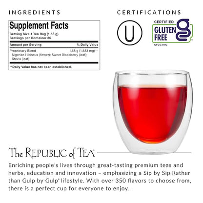 The Republic of Tea - Natural Hibiscus SuperFlower Tea (36 Tea Bags)