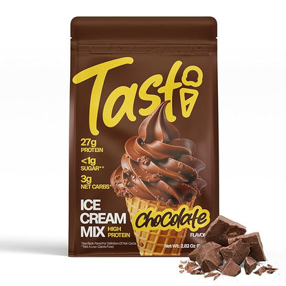 TASTI High-Protein Ice Cream Mix - Chocolate Flavor Low Sugar Ice Cream Powder - Made for Ninja Creami, Soft Serve Mix with 27g Protein, <1g Sugar, 3g Net Carbs