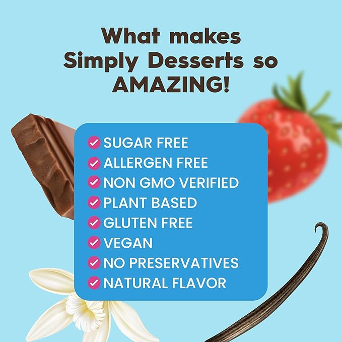 Simply Desserts Vanilla, Strawberry & Chocolate Instant Pudding, Sugar-Free, Variety 6-Pack – Healthy Dessert, Keto Snacks, Vegan & Diabetic-Friendly, Kosher, 1.7 Oz Ea