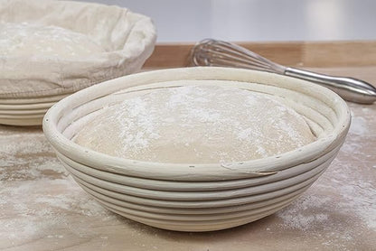 Saint Germain Bakery Premium Round Bread Banneton Basket with Liner - Perfect Brotform Proofing Basket for Making Beautiful Bread (8 inch)