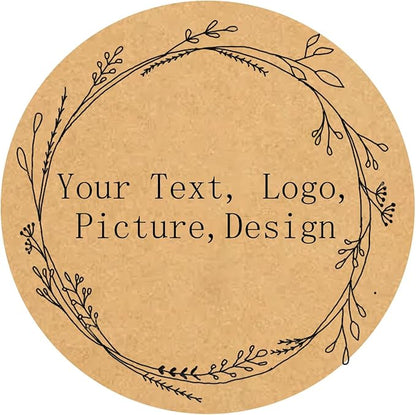 Custom Stickers Kraft Paper Labels Personalized Withe Text, Business Logo Customized Food Jars Labels Bakery Label Sticker Package Favor Canning Circle 100pcs (Style 14)