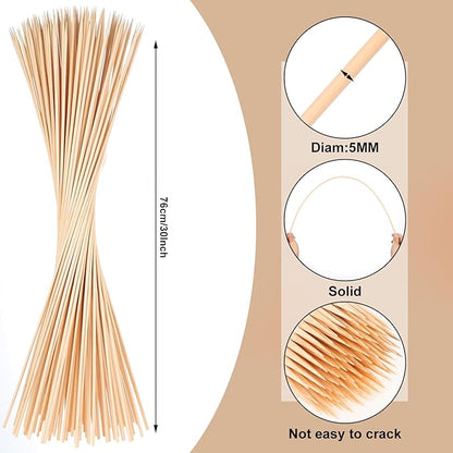 150PCS Marshmallow Roasting Sticks,30 Inch Marshmallow Sticks for Fire Pit 5mm Thick Bamboo Skewers for Smores Roaster Barbecue Grilling Campfire Kebab