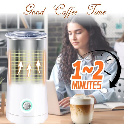 Simple Milk Frother, 2 in 1 Milk Steamer and Frother, Electric Milk Steamer, Milk Warmer and Hot Milk Foam Maker for Latter, Macchiato, Cappuccinos (White)