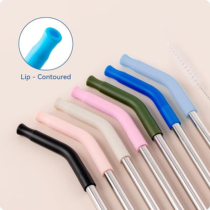 Reusable Metal Straws with Silicone Tip for Stanley 30oz,Stainless Steel Drinking Straws for 30oz Tumbler,3 Straight Tubes & 6 Tips& 1 Cleanr Brush (Transparent)