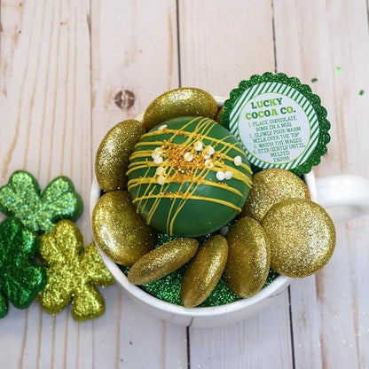 Lucky Cocoa Co. Festive Mug Themed St. Patrick's Day Hot Cocoa Bomb Packaging Sticker Labels, Total of 40 2" Circle Stickers (20 Sets of 2) by AmandaCreation