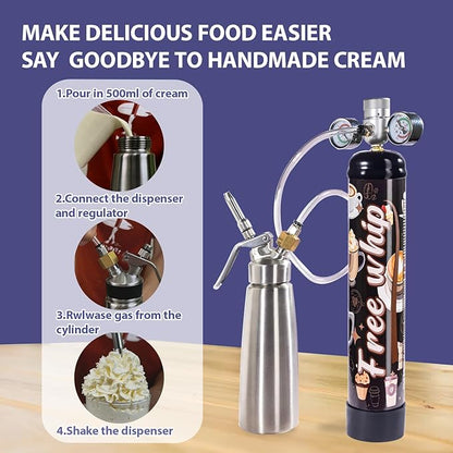 640g Cream Chargers 1.1L 99.99% Purity Food Grade Premium Whip Cream Cartridge With Nozzle(1 Cylinder)