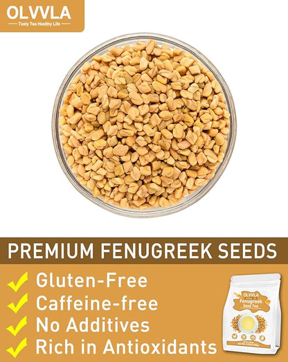Olvvla - Premium Fenugreek Seed Tea Bags - 3g X 60 Count - 100% Pure Natural Fenugreek Methi Seeds - Non-GMO - Caffeine-free - Gluten-Free - Fenugreek Tea