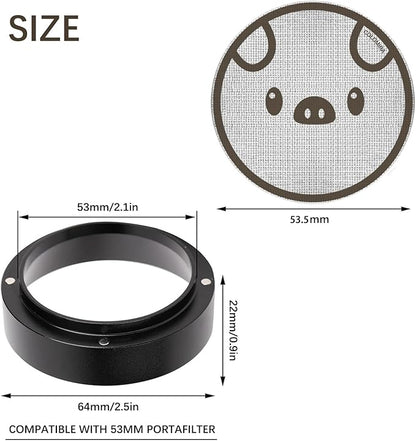 54mm Espresso Accessories Kit, Dosing Funnel and Puck Screen Set, Magnetic Coffee Funnel, 53.5mm Reusable Espresso Puck Screen, Espresso Tools(Piggy)