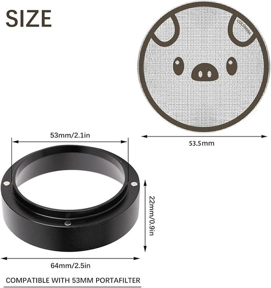 54mm Espresso Accessories Kit, Dosing Funnel and Puck Screen Set, Magnetic Coffee Funnel, 53.5mm Reusable Espresso Puck Screen, Espresso Tools(Piggy)