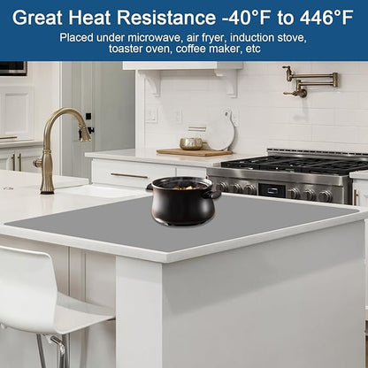 24"x32"(60cmx80cm) Silicone Mat for Kitchen Counter, Heat Resistant Non-Slip Countertop Protector, Waterproof Silicone Craft Mat for Kitchen Island, Black