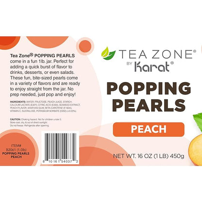 Tea Zone [1 Pound] Peach Popping Pearls, Bursting Pearls for Teas, Shakes, Smoothies, Dessert Toppings