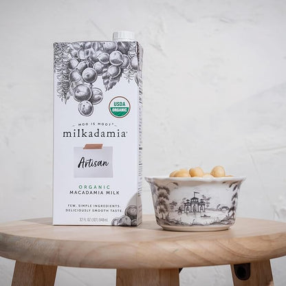 Milkadamia Macadamia Milk, Kosher, USDA Certified Organic, Gluten Free & Non-GMO, 32 Fluid Ounce (Pack of 6)