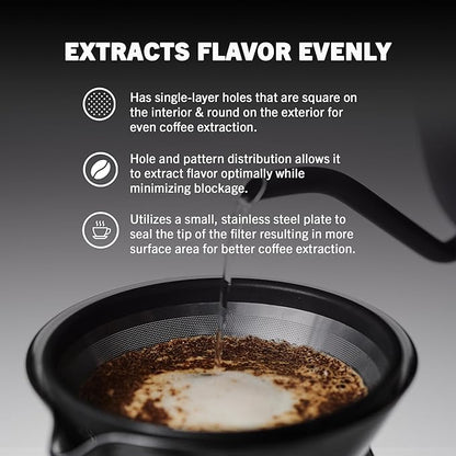 Able KONE for Chemex: The Original Reusable Black Titanium Coffee Filter