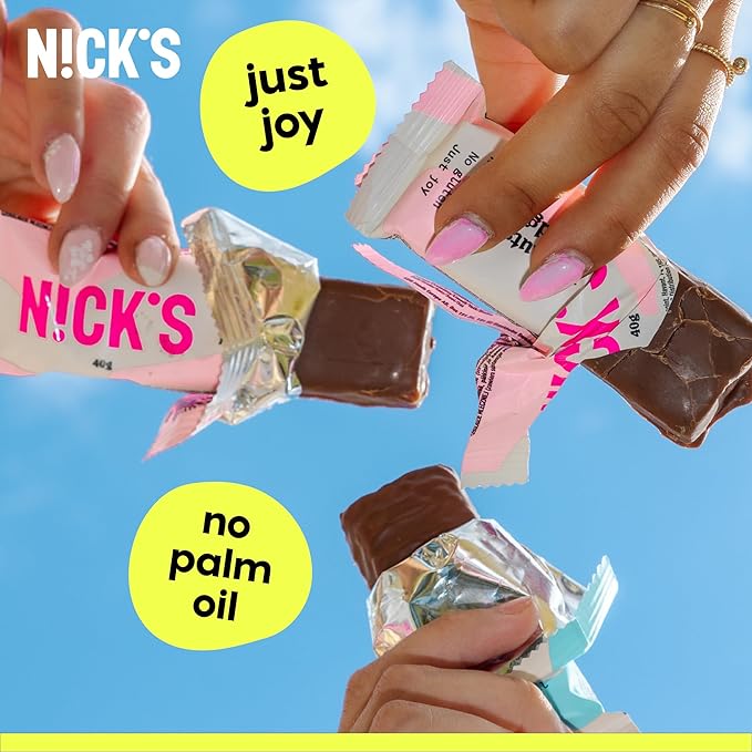 Nick's Protein Bars Chocolate Variety Pack High Protein, Low Calories, Low Carb Keto Friendly Snacks No Added Sugar, Salty Peanut, Chocolate Caramel and Almond Chocolate (12 Pack)